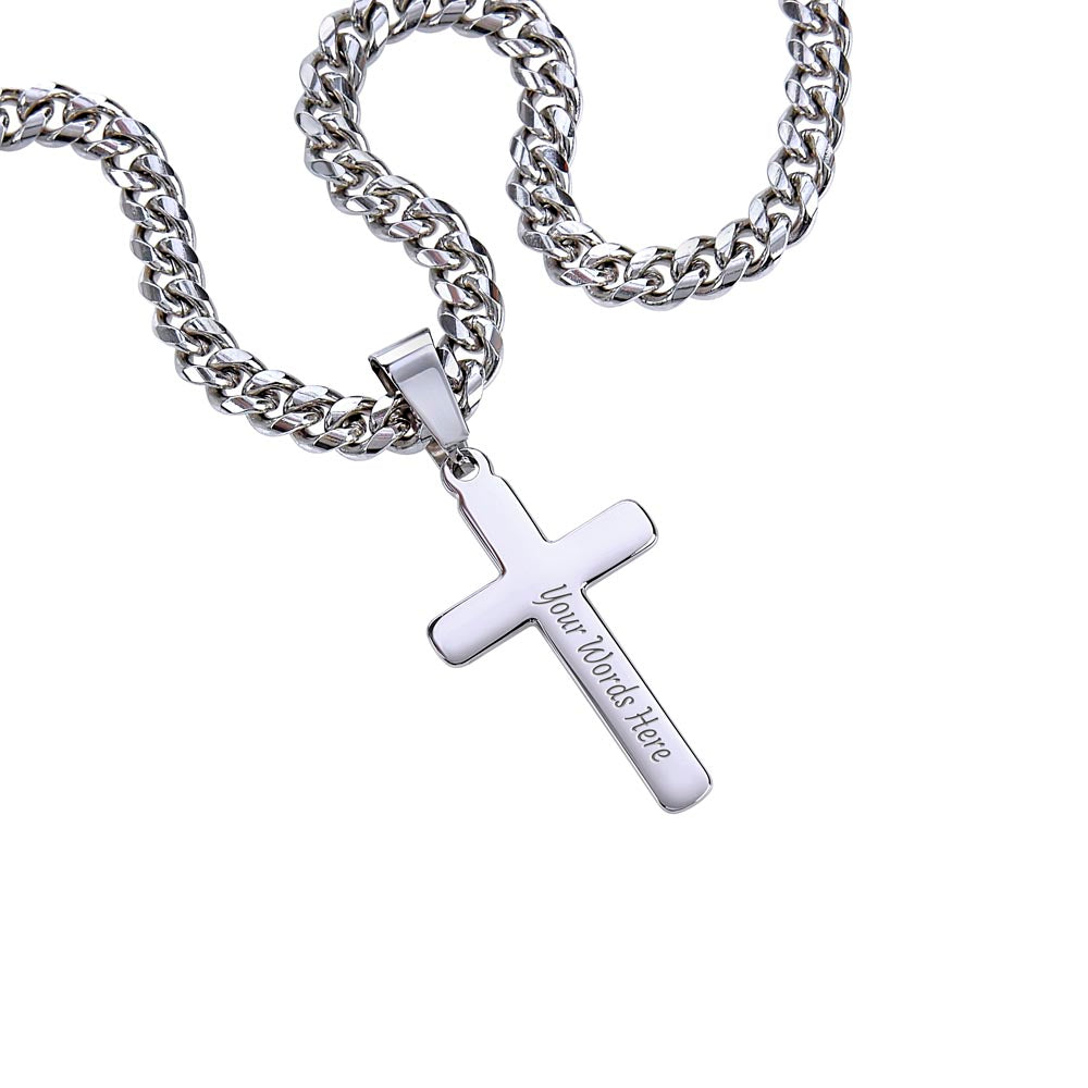 Customizable Cuban Chain with Artisan Cross Necklace