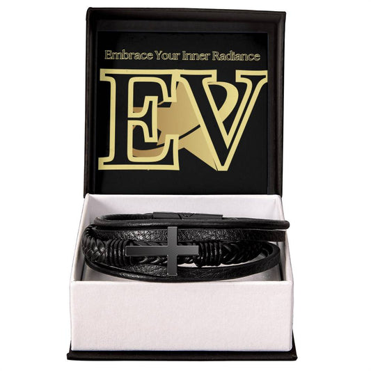 Ethereal Visions Men's Cross Leather Bracelet